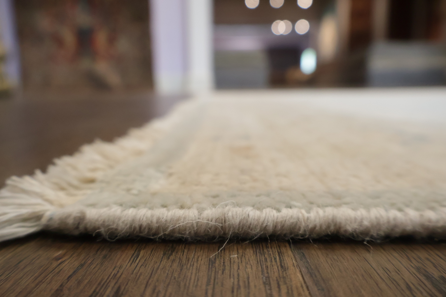 16' Muted Earth-Tone Blue & Ivory Oushak Runner - Handmade Turkish Wool Rug 5x16 ft