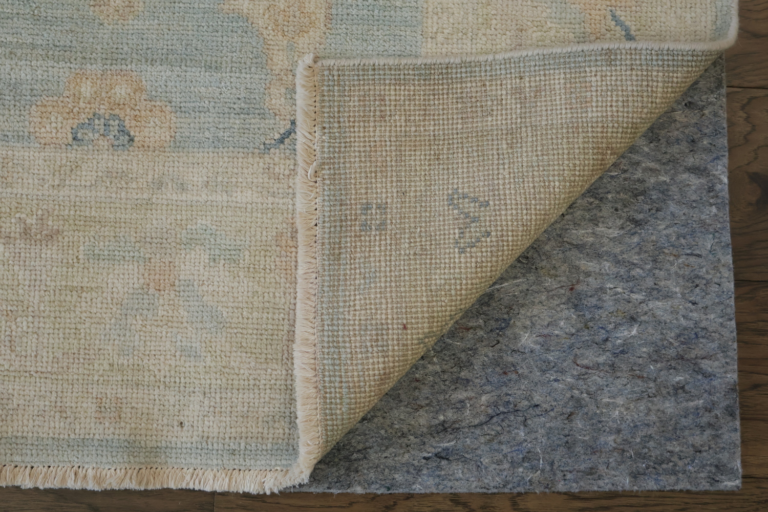 16' Muted Earth-Tone Blue & Ivory Oushak Runner - Handmade Turkish Wool Rug 5x16 ft