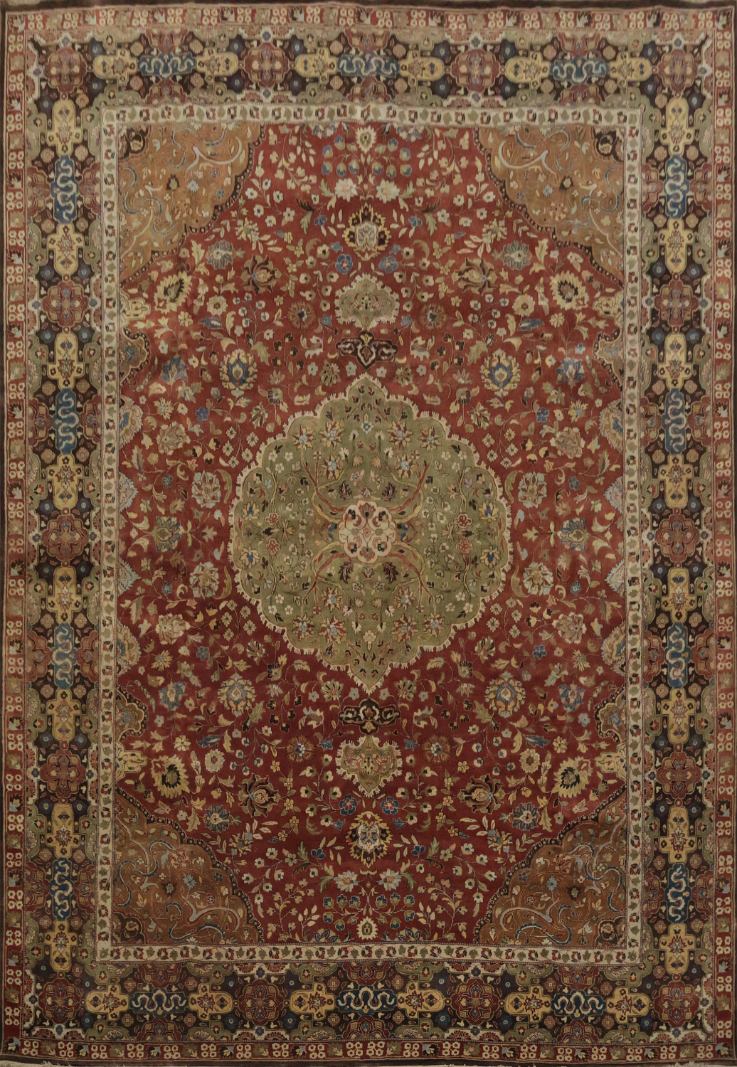 Richly Detailed Kashan Area Rug 9x12 with Classic Floral Borders