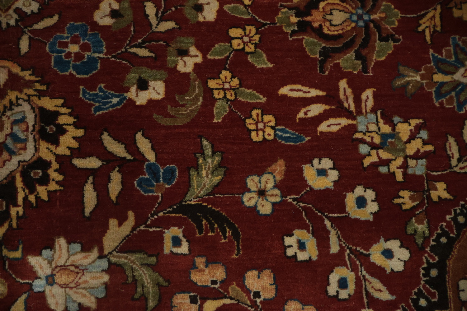 Richly Detailed Kashan Area Rug 9x12 with Classic Floral Borders