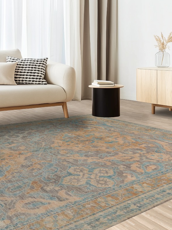 Vegetable Dye Gray Oushak Turkish Area Rug 8x10