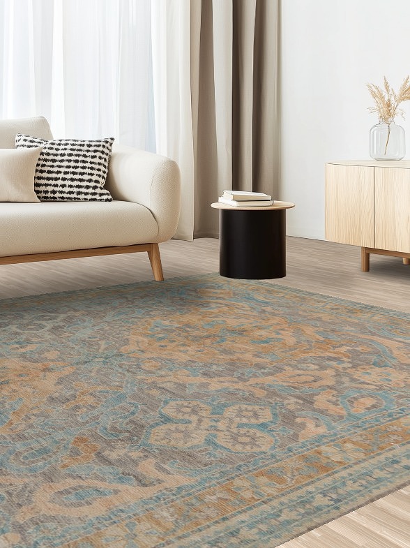 Vegetable Dye Gray Oushak Turkish Area Rug 8x10