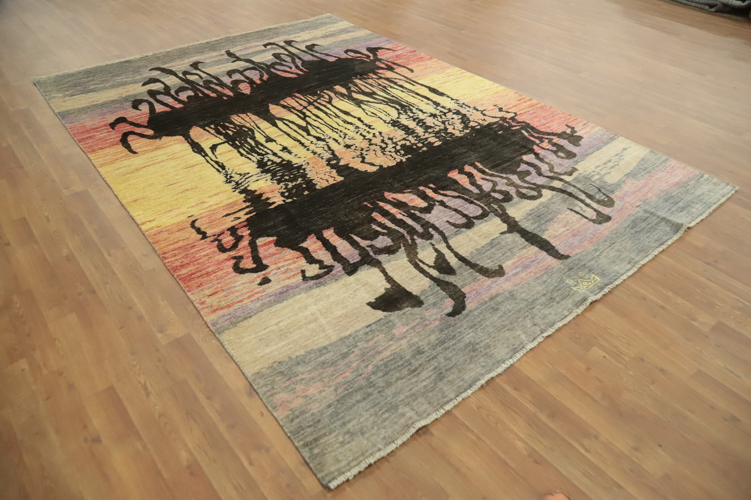 Vegetable Dye Animals Art Deco Turkish Area Rug 7x10