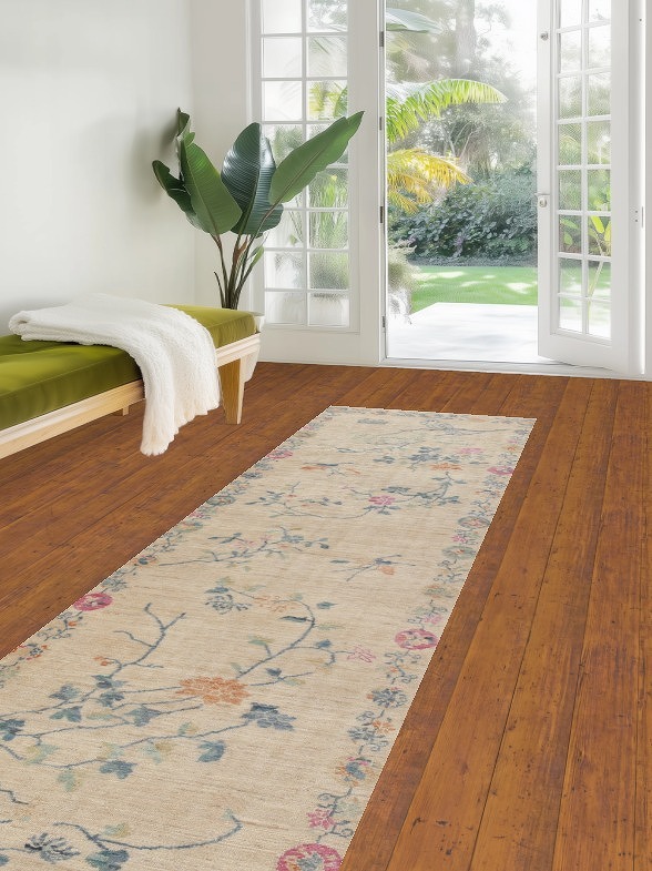 Vegetable Dye Animals Art Deco Oriental Runner Rug 3x10