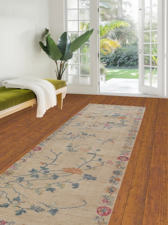 Vegetable Dye Art Deco Oriental Runner Rug 3x10