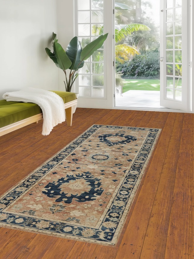 Vegetable Dye Oushak Turkish Runner Rug 3x8