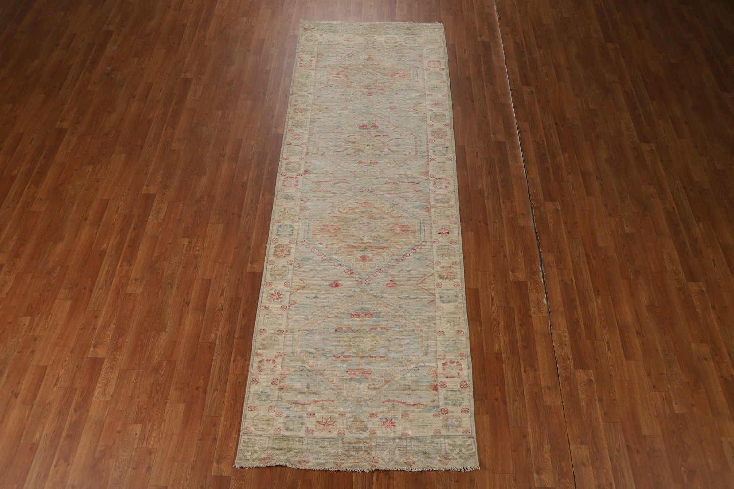 Vegetable Dye Oushak Turkish Runner Rug 3x10