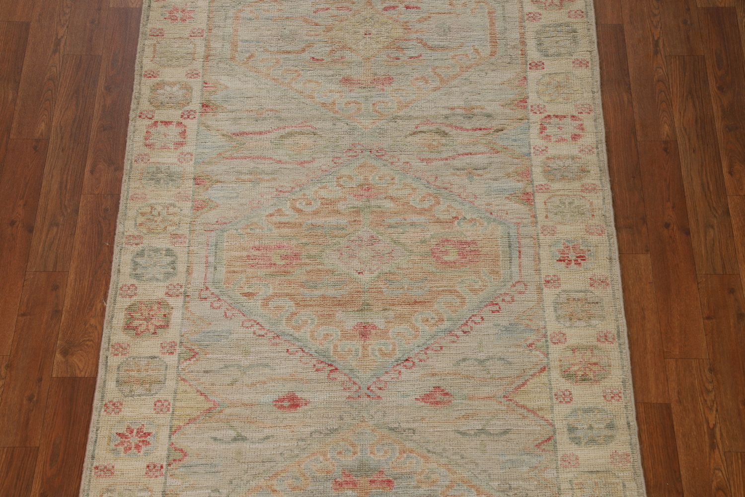 Vegetable Dye Oushak Turkish Runner Rug 3x10