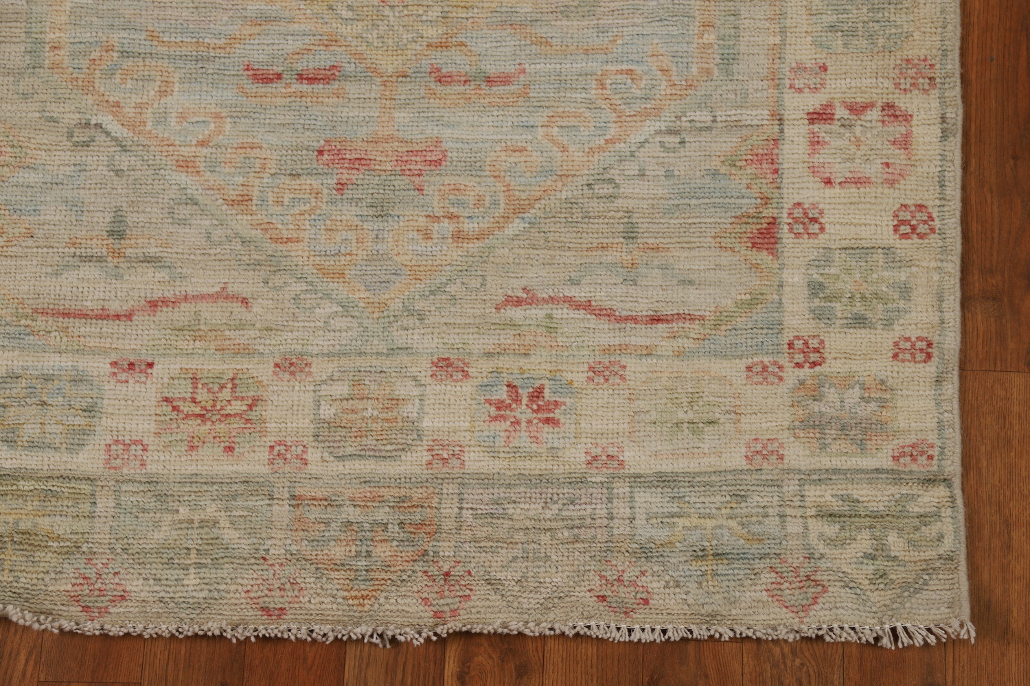 Vegetable Dye Oushak Turkish Runner Rug 3x10
