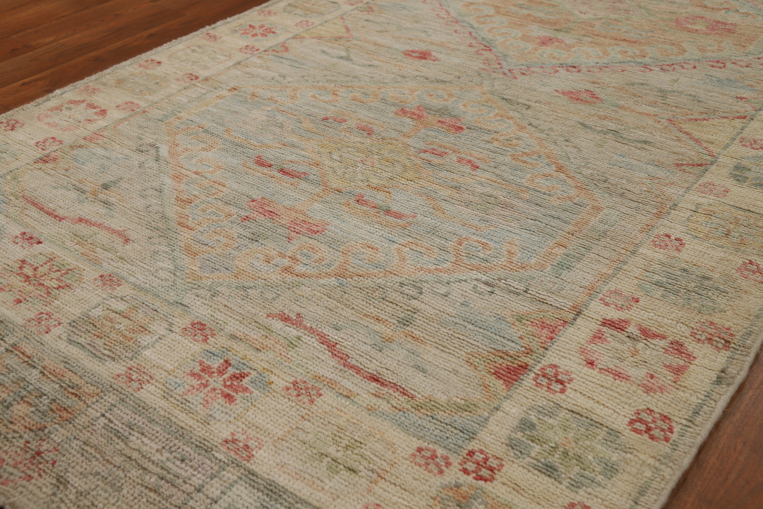Vegetable Dye Oushak Turkish Runner Rug 3x10