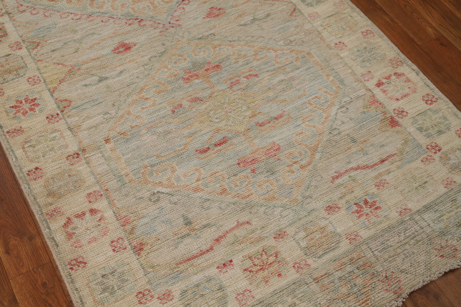 Vegetable Dye Oushak Turkish Runner Rug 3x10