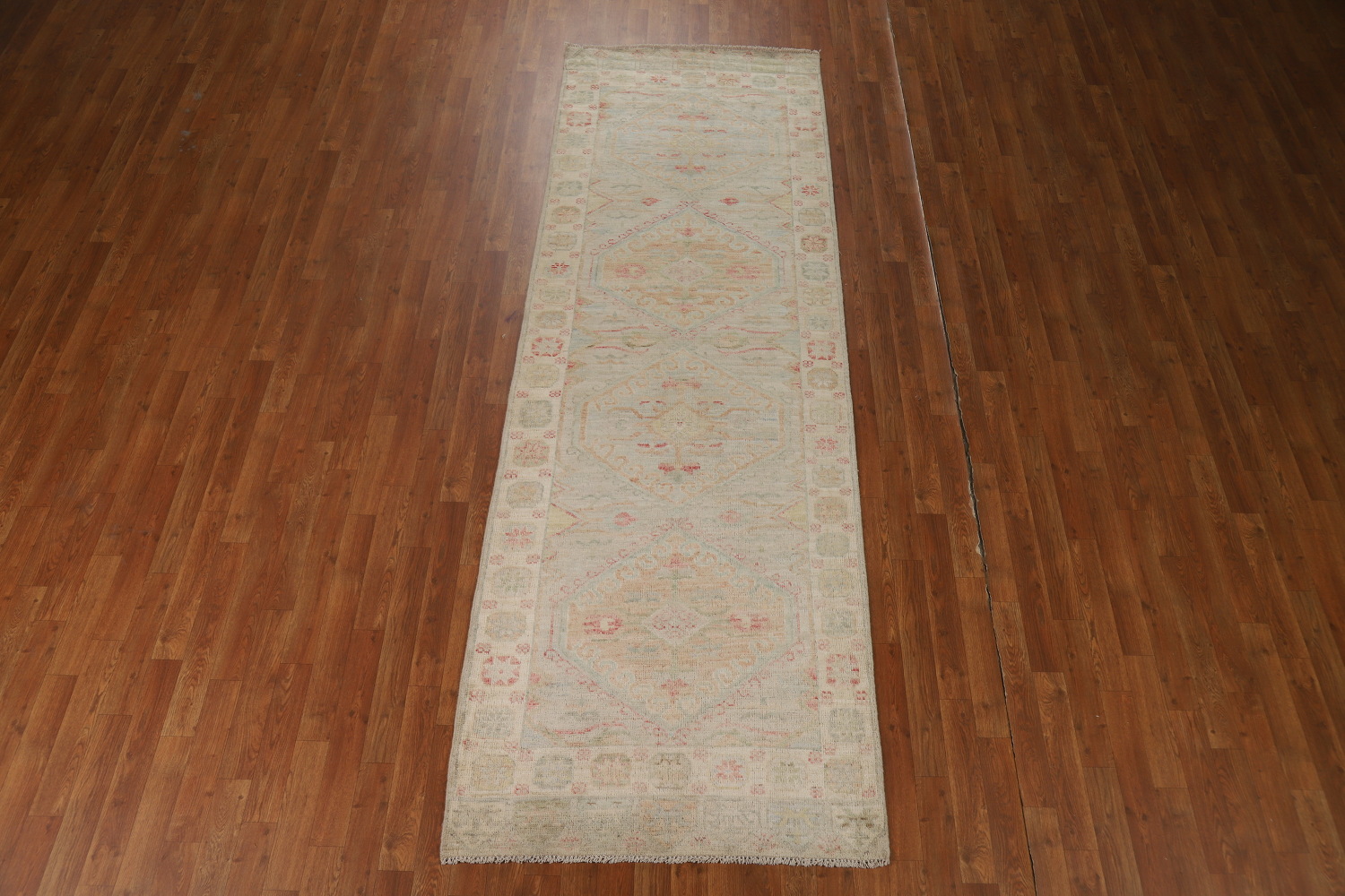 Vegetable Dye Oushak Turkish Runner Rug 3x10