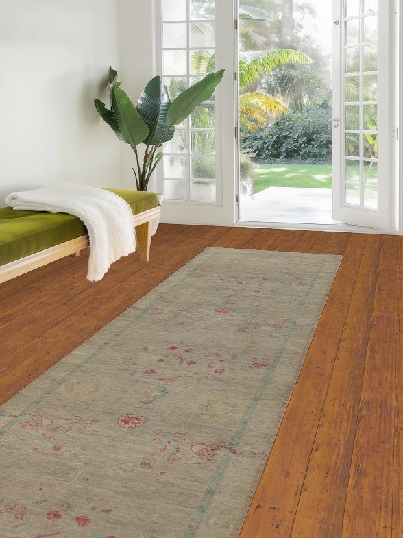 Vegetable Dye Oushak Turkish Runner Rug 3x12