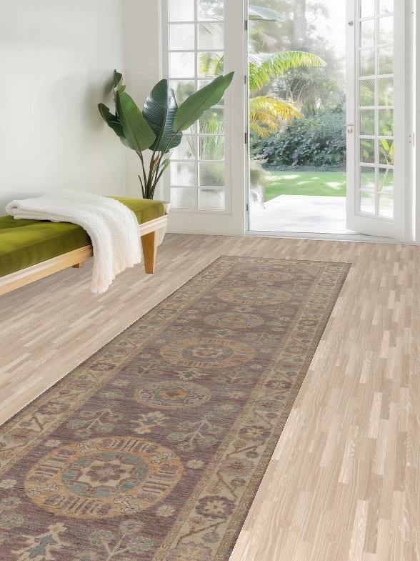 Vegetable Dye Oushak Turkish Runner Rug 3x13