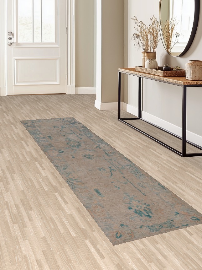 Vegetable Dye Wool Oushak Turkish Runner Rug 3x10