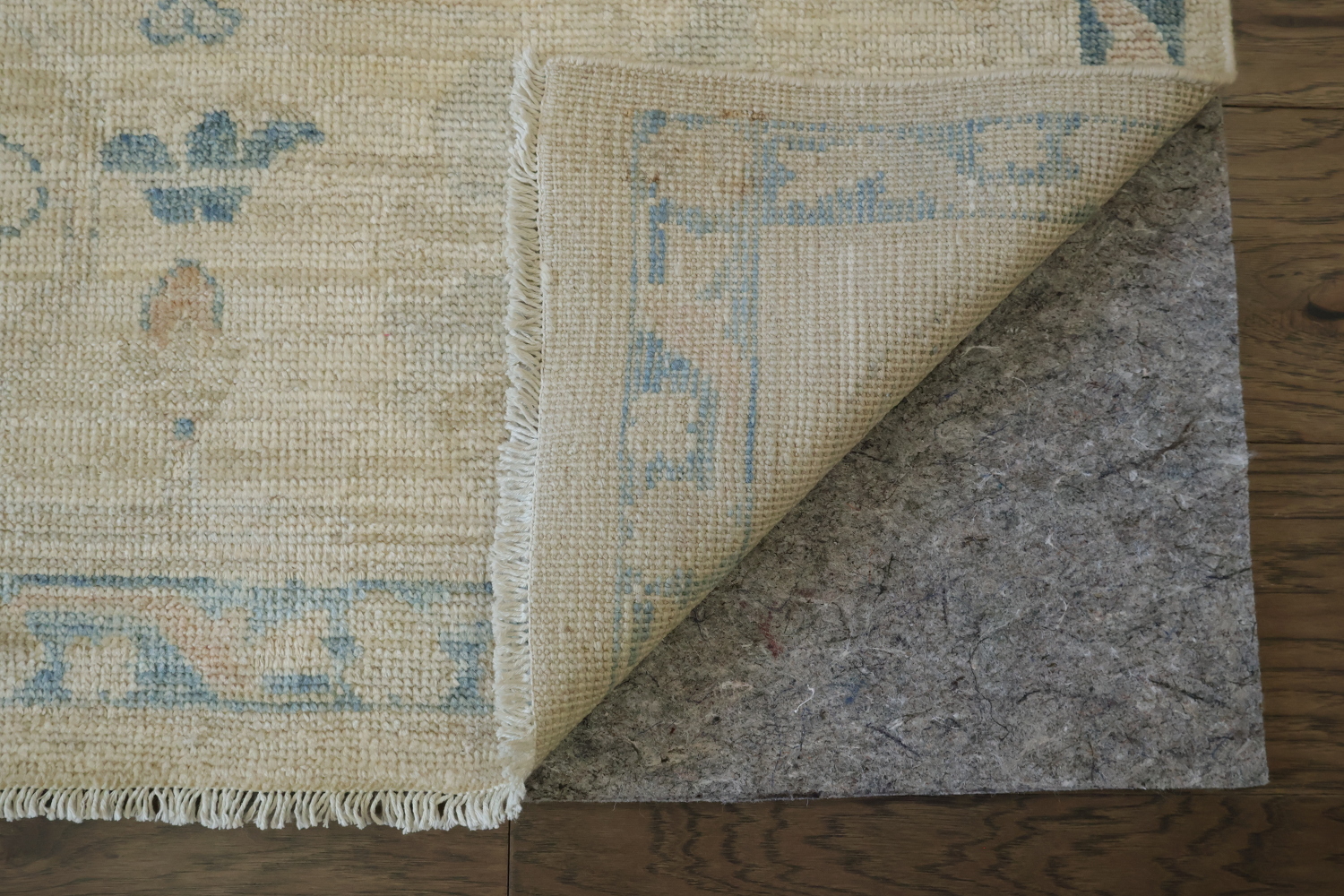 Vegetable Dye Beige and Blue Muted Oushak Turkish Area Rug 8x10