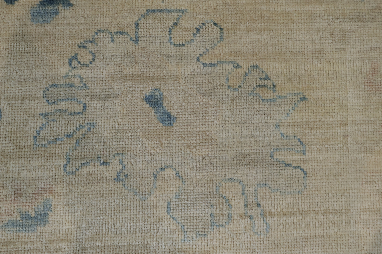 Vegetable Dye Beige and Blue Muted Oushak Turkish Area Rug 8x10