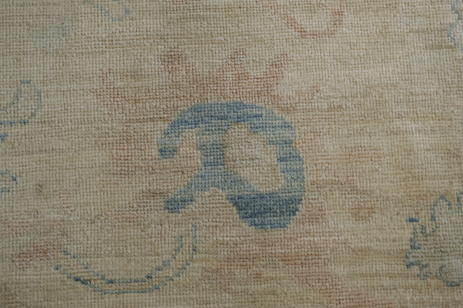 Vegetable Dye Beige and Blue Muted Oushak Turkish Area Rug 8x10