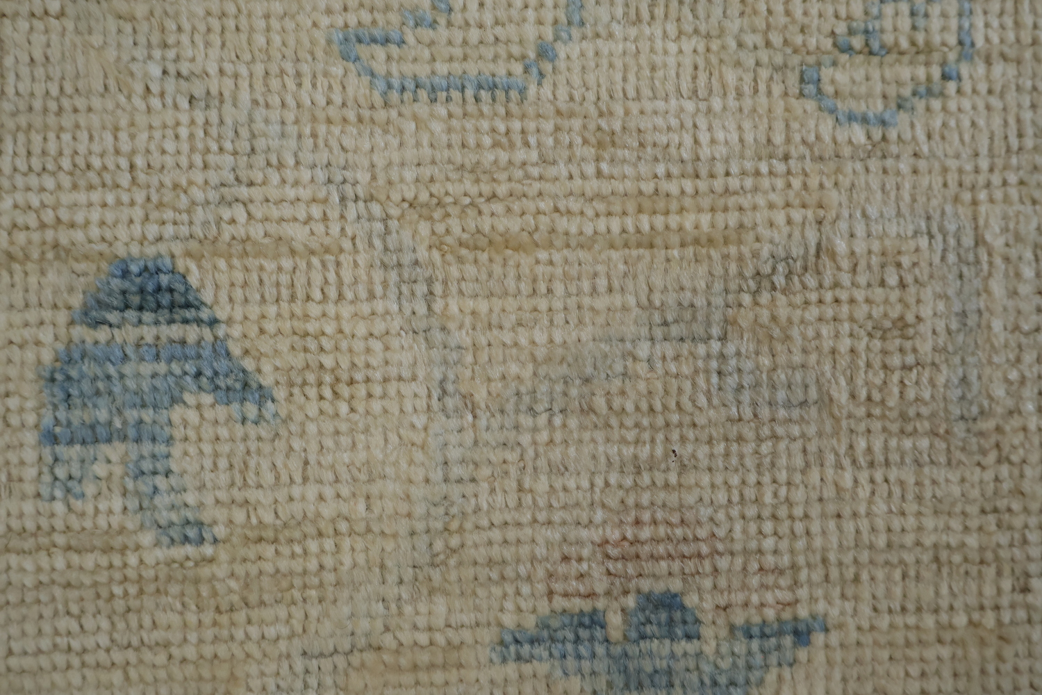 Vegetable Dye Beige and Blue Muted Oushak Turkish Area Rug 8x10