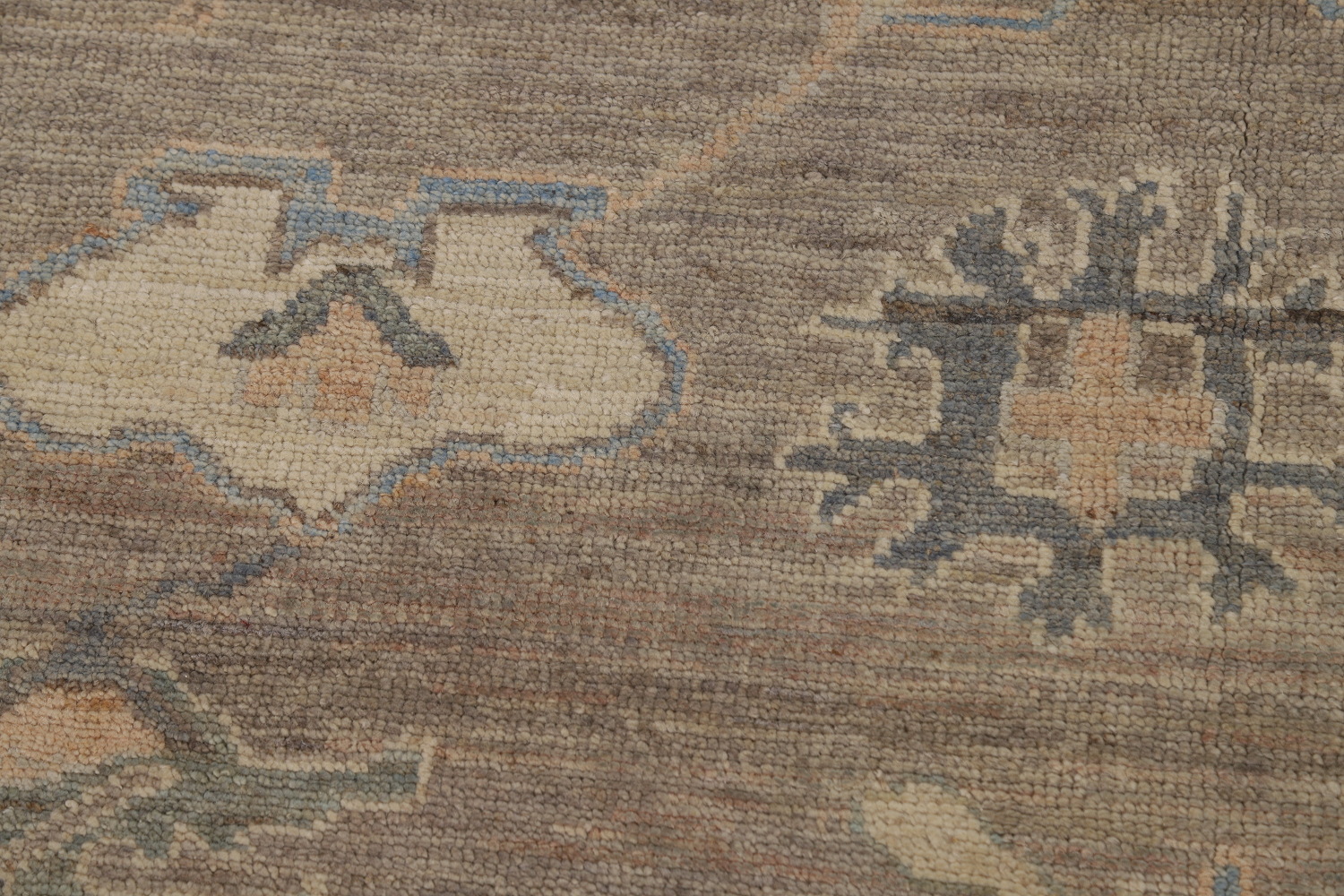 Vegetable Dye Brown Floral Oushak Turkish Area Rug 8x10
