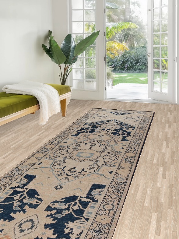 Vegetable Dye Wool Ziegler Oriental Runner Rug 3x13