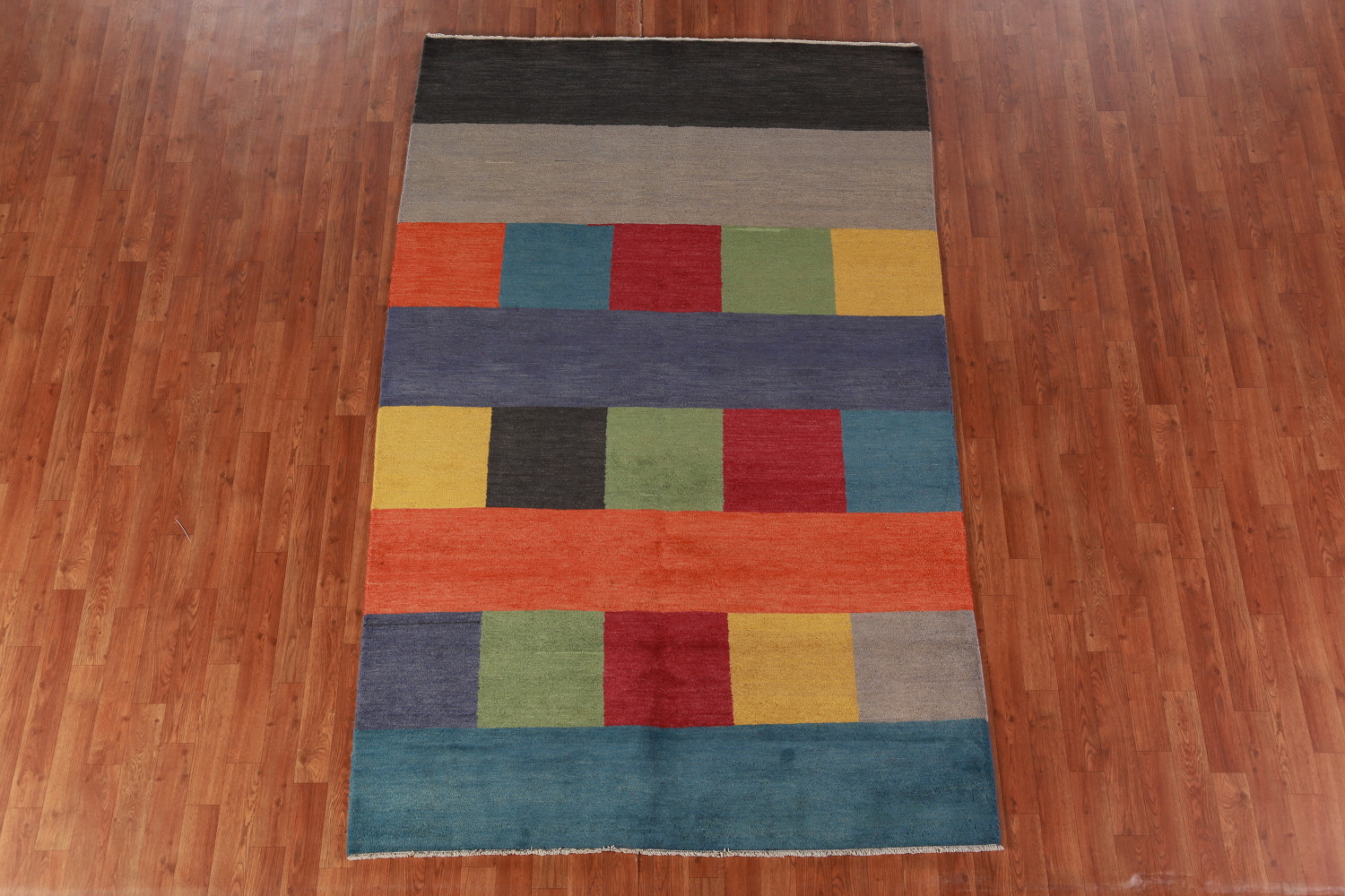 Modern Wool Gabbeh Oriental Area Rug 5x8