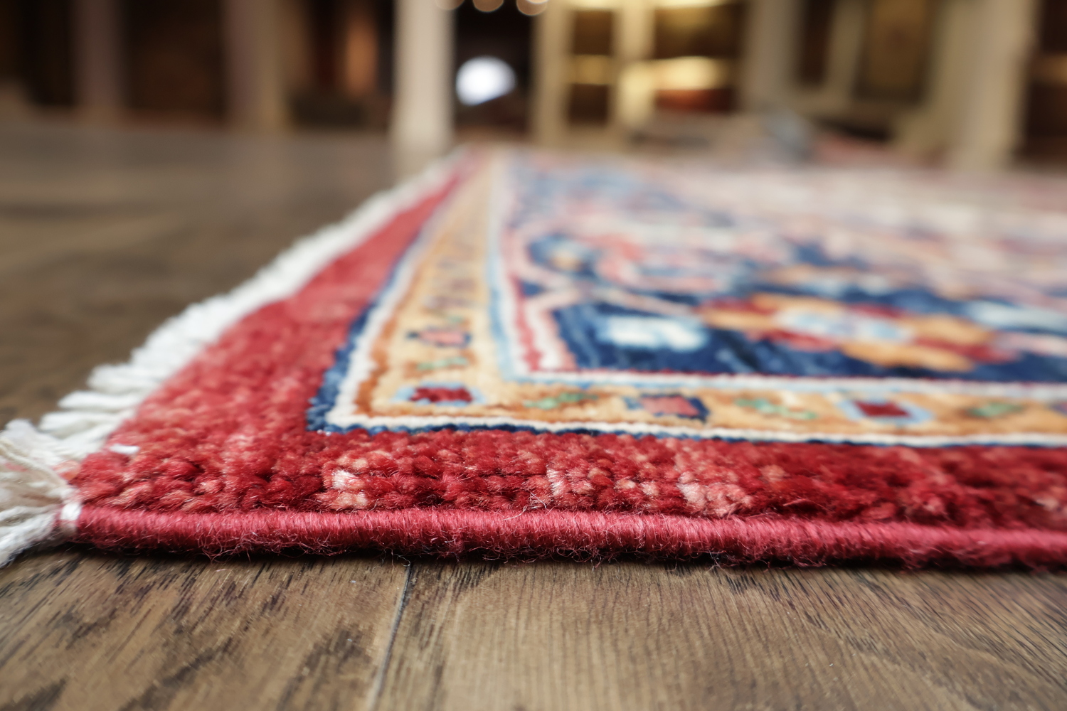Traditional Red and Blue Heriz Serapi Vegetable Dye Area Rug 6x8