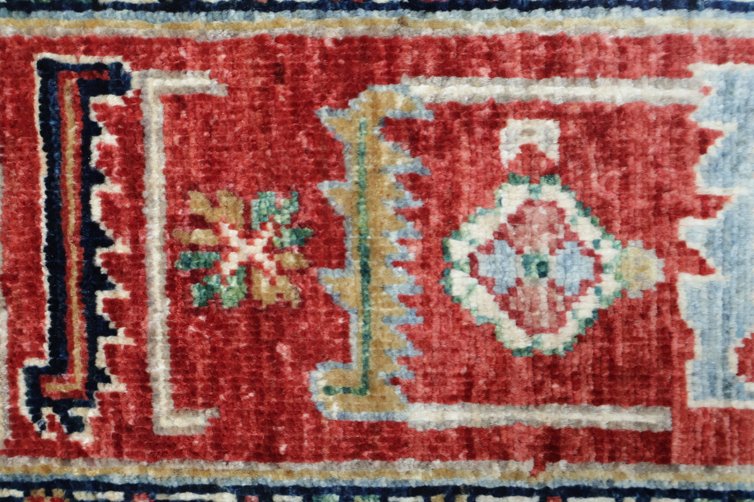 Geometric Red and Green Tribal Heriz Serapi Vegetable Dye Rug 5x7