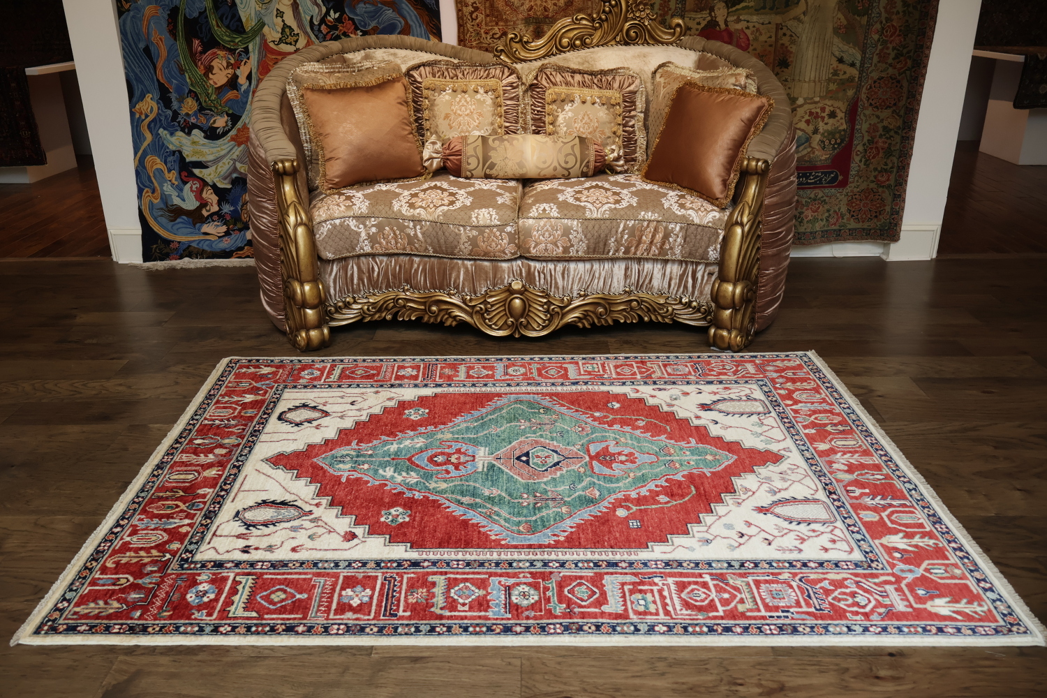 Vegetable Dye Heriz Serapi Oriental Rug 5x7