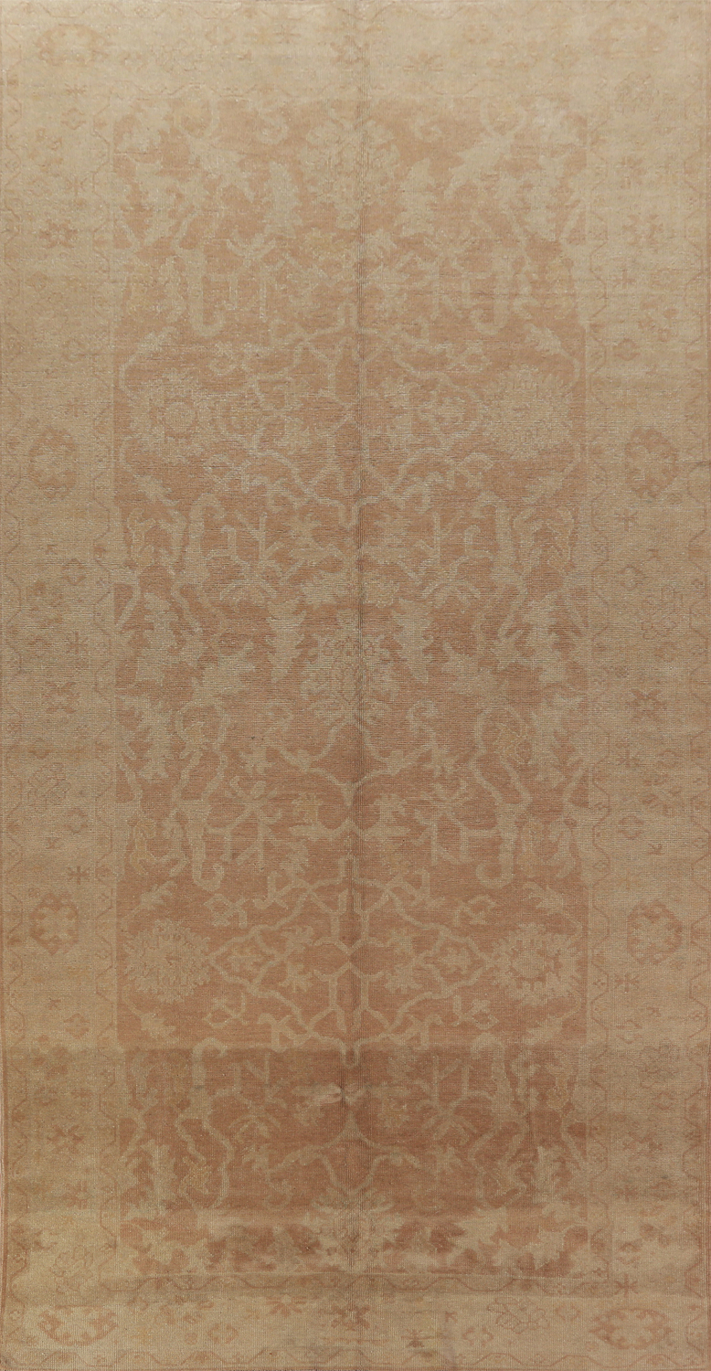Vegetable Dye Floral Oushak Oriental Large Rug 7x16