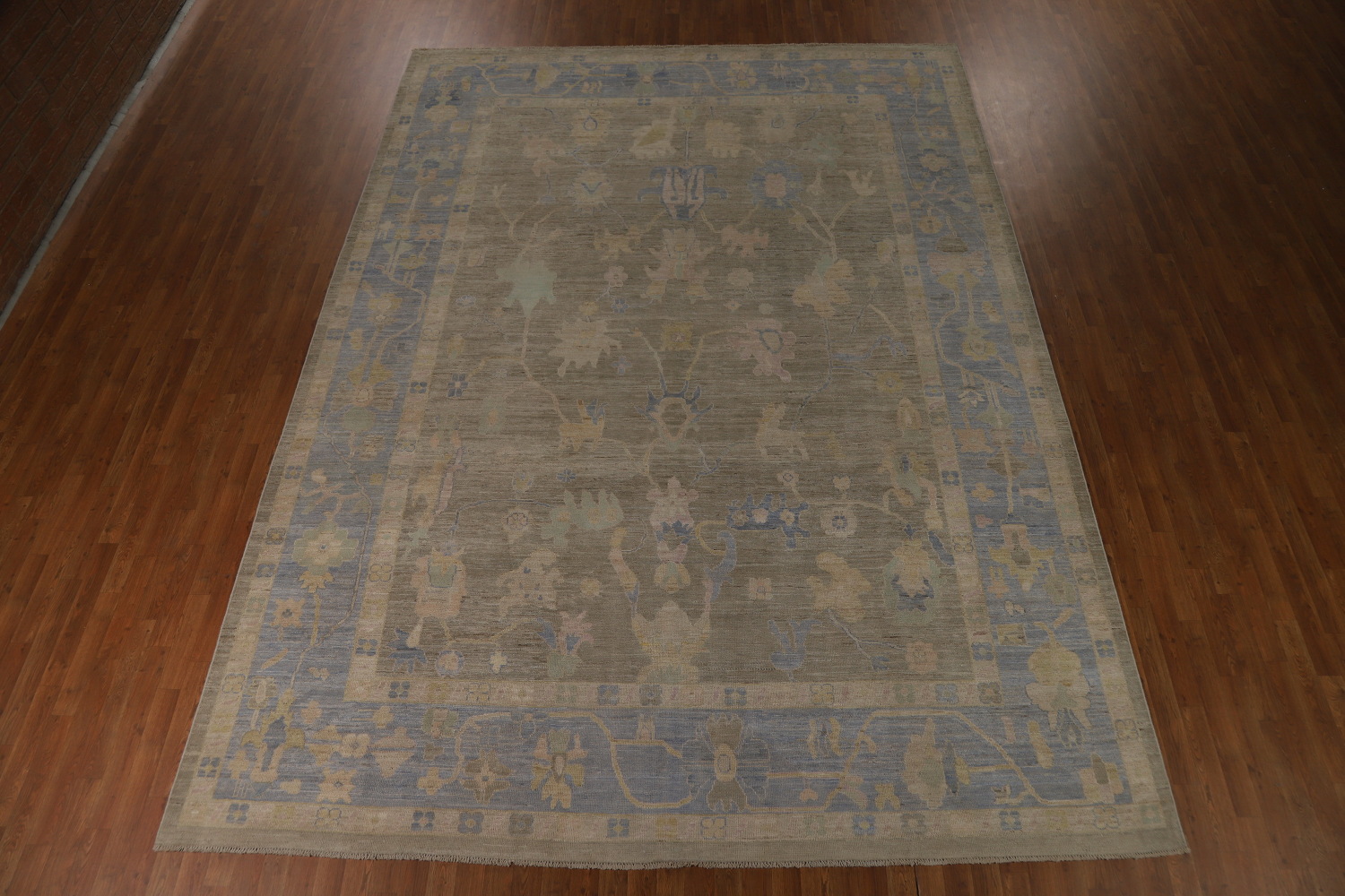 Vegetable Dye Floral Oushak Turkish Large Rug 10x14