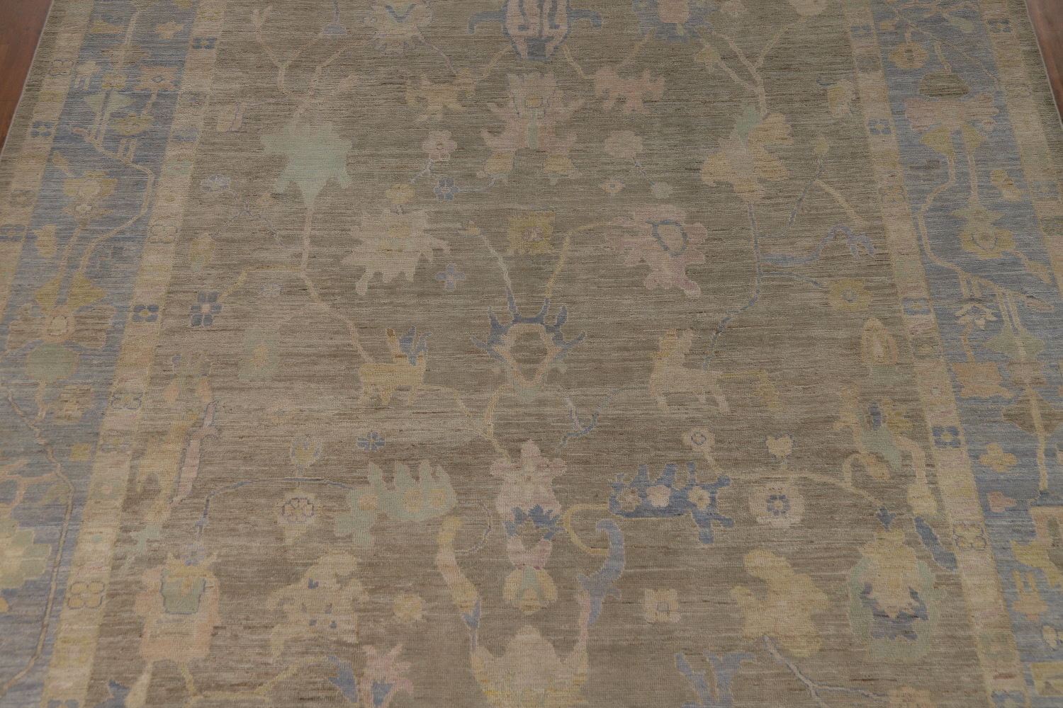 Vegetable Dye Floral Oushak Turkish Large Rug 10x14