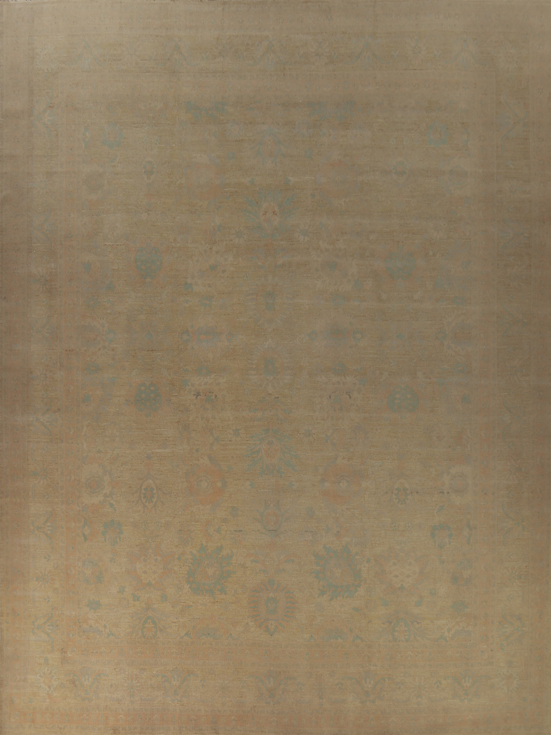 Vegetable Dye Oushak Turkish Large Rug 13x16