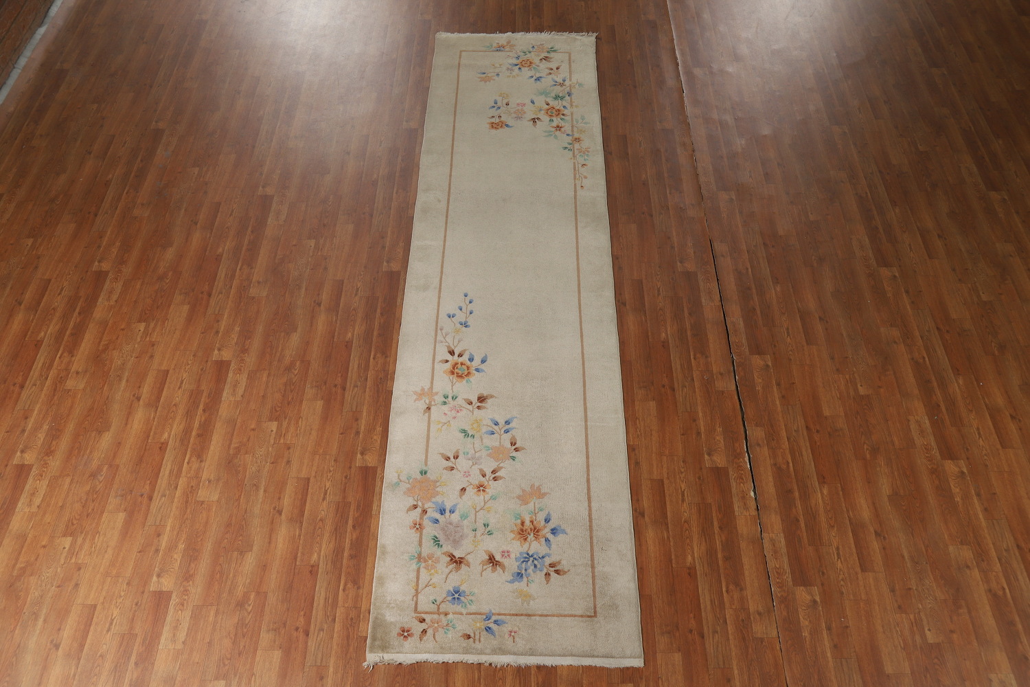 Vegetable Dye Art Deco Chinese Runner Rug 3x12
