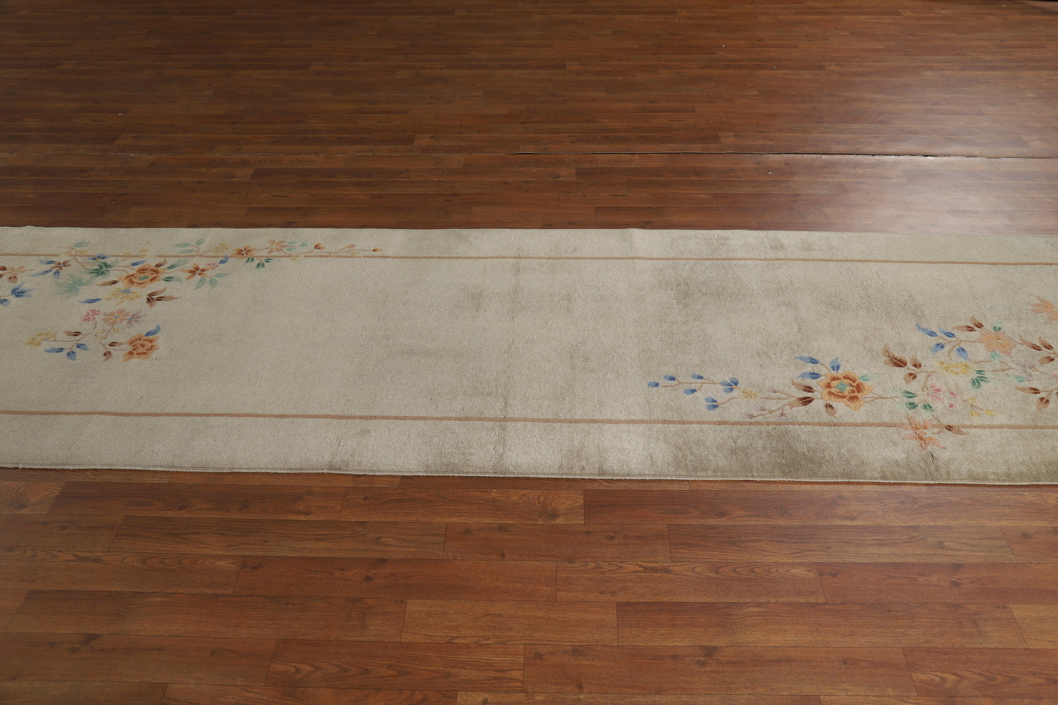 Vegetable Dye Art Deco Chinese Runner Rug 3x12