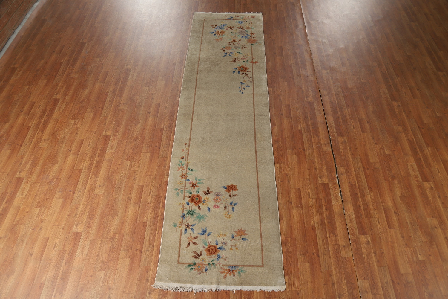 Vegetable Dye Art Deco Chinese Runner Rug 3x12