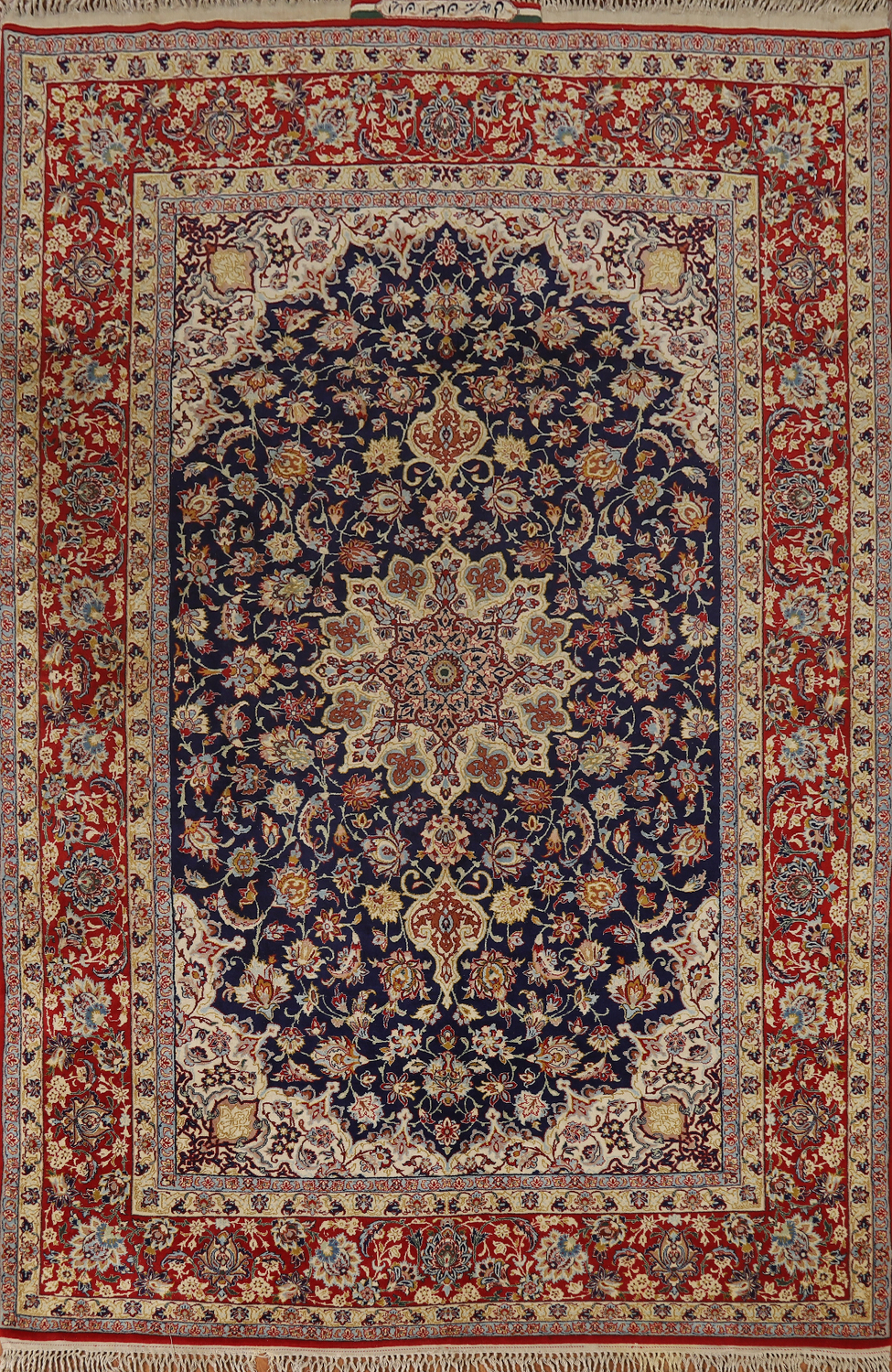 Vegetable Dye Vintage Signed Isfahan Persian Rug 5x7