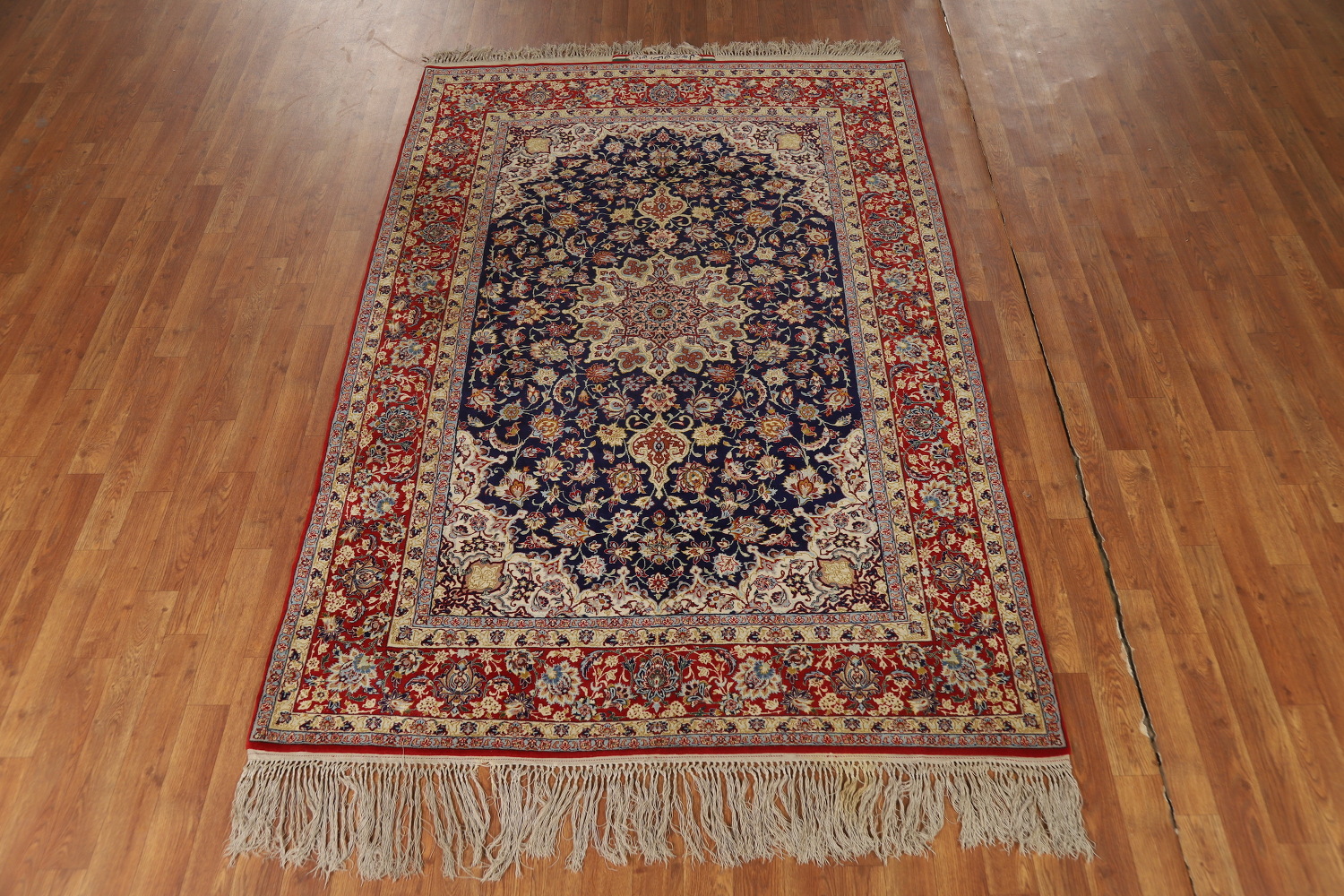 Vegetable Dye Vintage Signed Isfahan Persian Rug 5x7