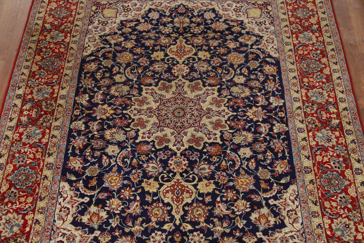 Vegetable Dye Vintage Signed Isfahan Persian Rug 5x7