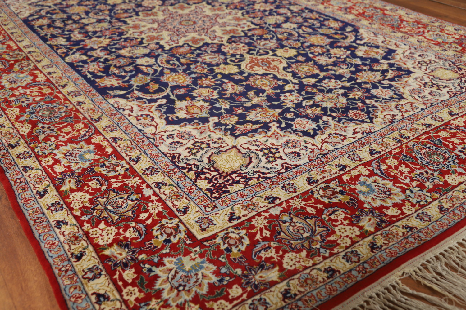 Vegetable Dye Vintage Signed Isfahan Persian Rug 5x7