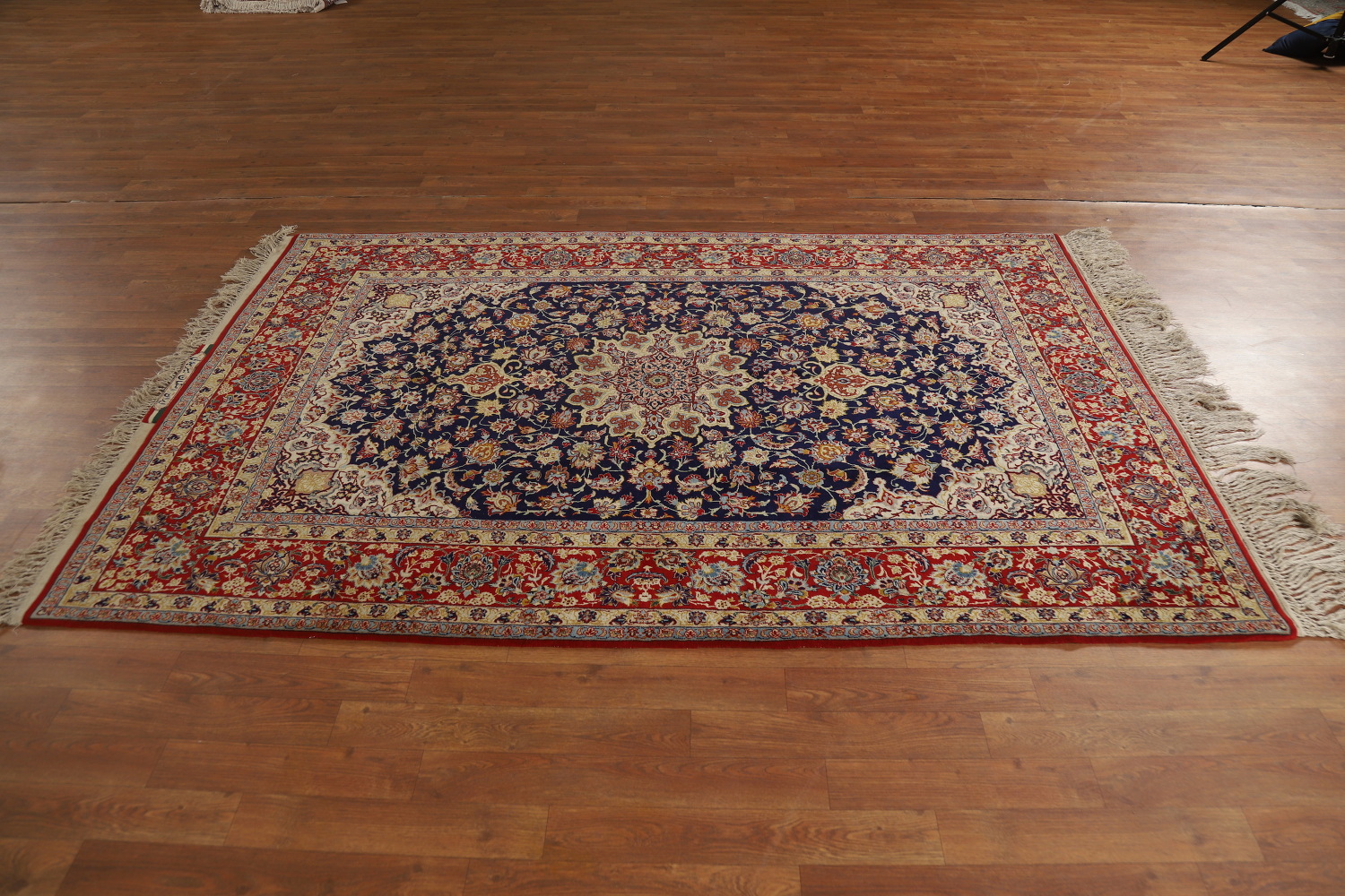 Vegetable Dye Vintage Signed Isfahan Persian Rug 5x7