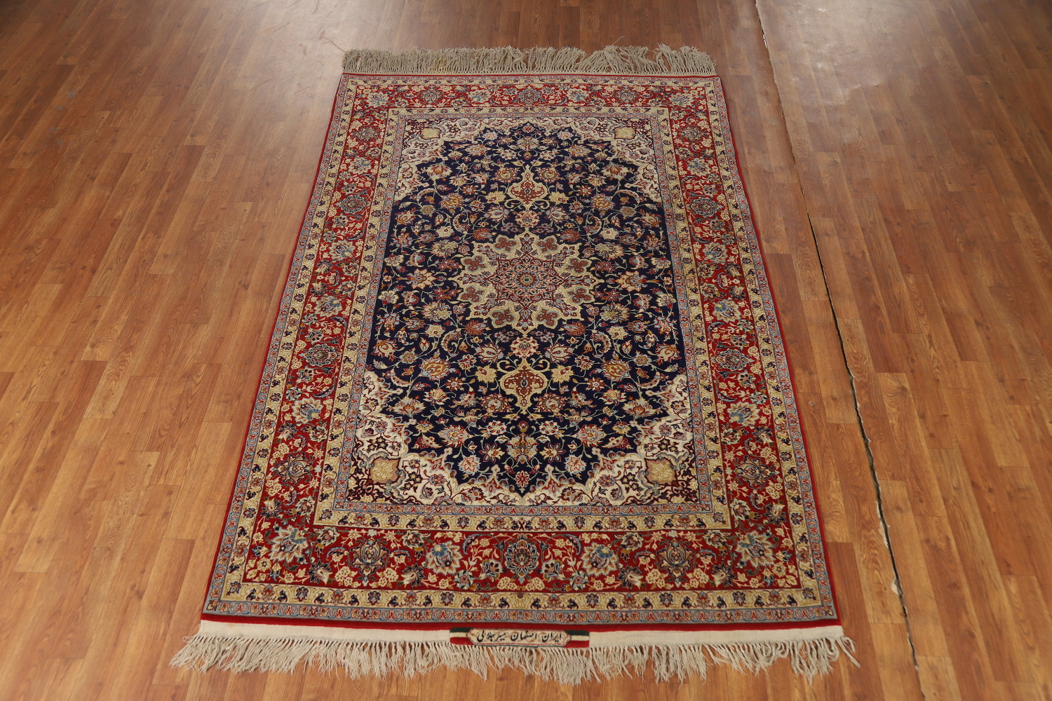 Vegetable Dye Vintage Signed Isfahan Persian Rug 5x7