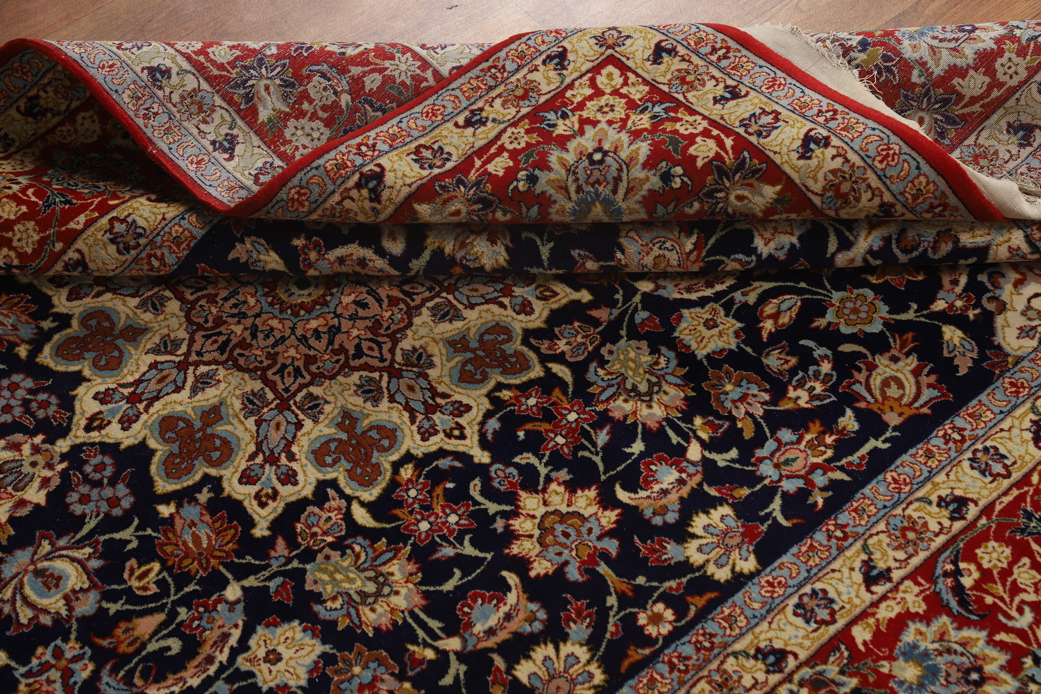 Vegetable Dye Vintage Signed Isfahan Persian Rug 5x7