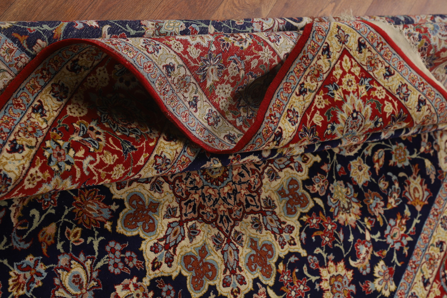 Vegetable Dye Vintage Signed Isfahan Persian Rug 5x7