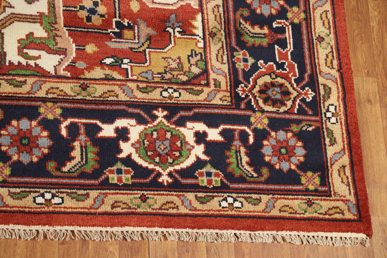 Orange Medallion Heriz Serapi Indian Area Rug 9x12