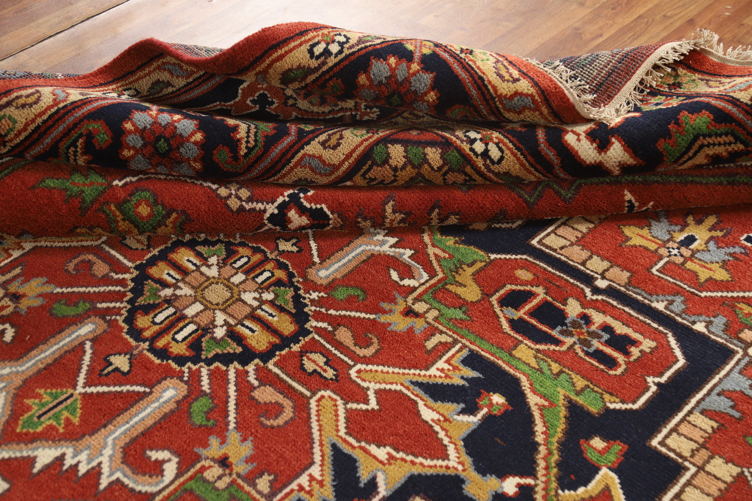 Orange Medallion Heriz Serapi Indian Area Rug 9x12