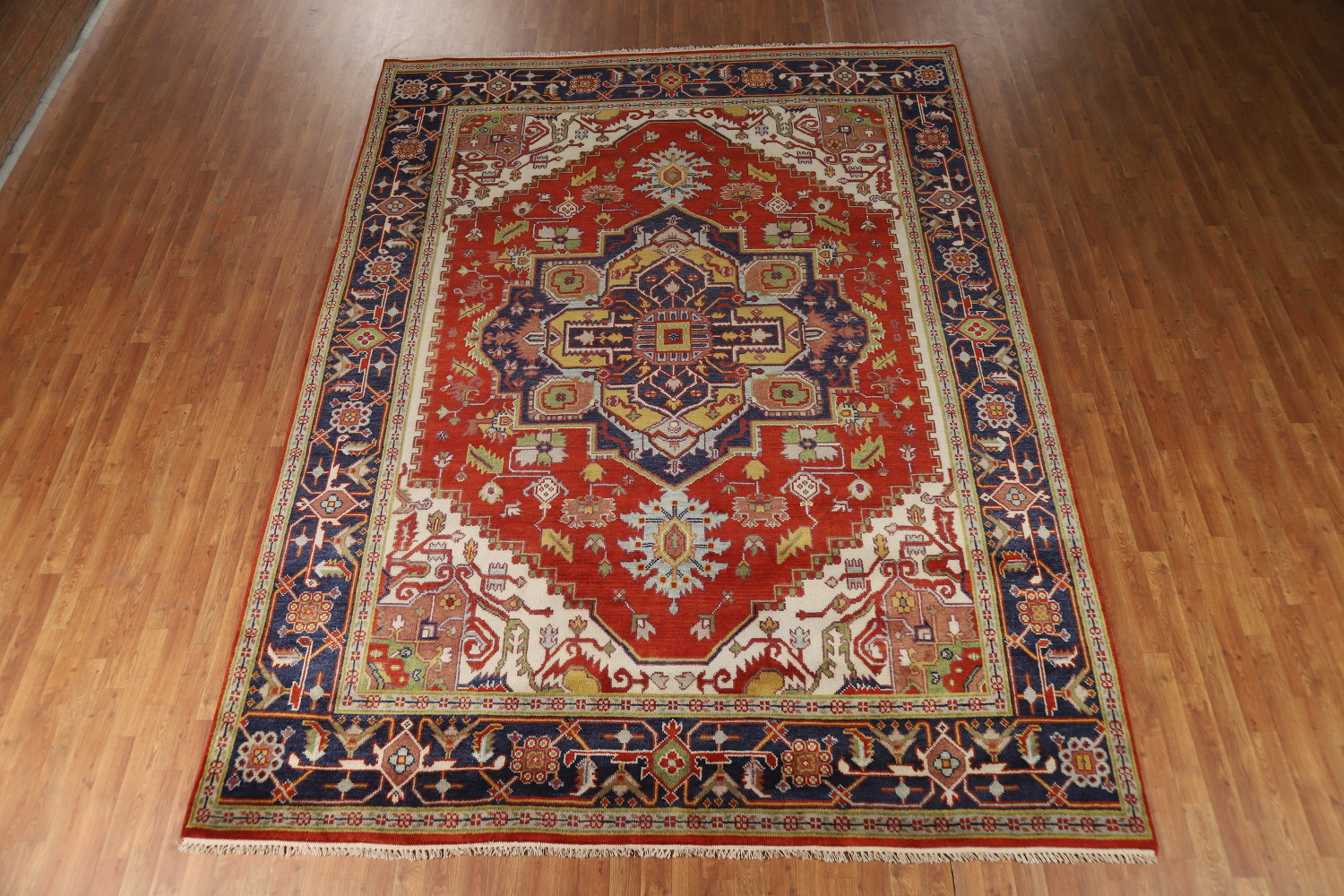 Wool Medallion Heriz Serapi Indian Area Rug 9x12