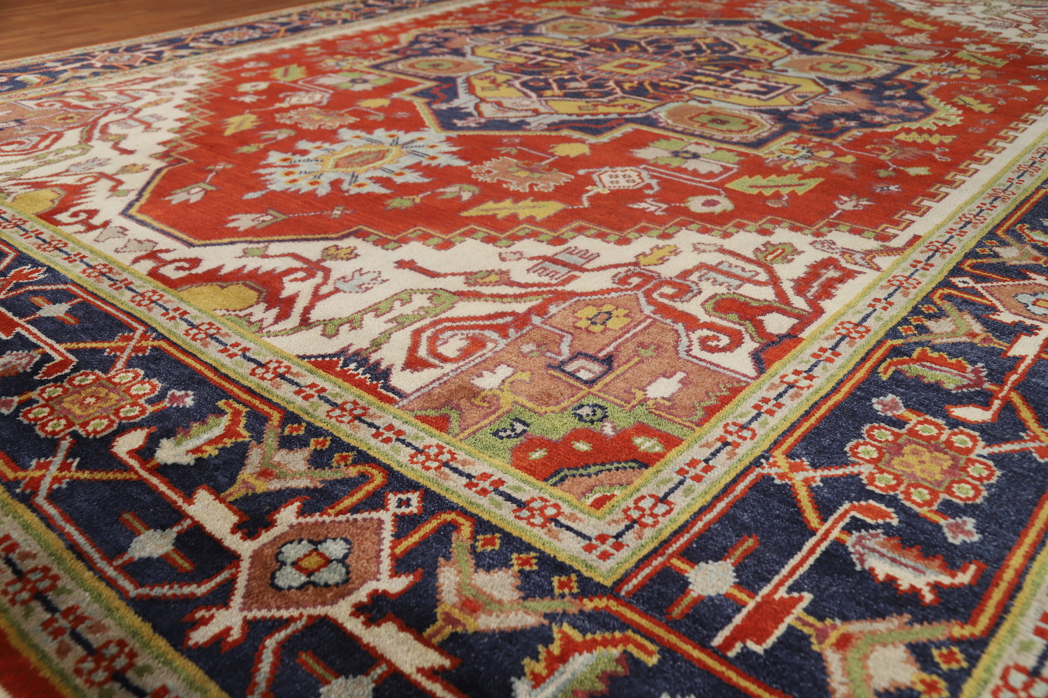 Wool Medallion Heriz Serapi Indian Area Rug 9x12