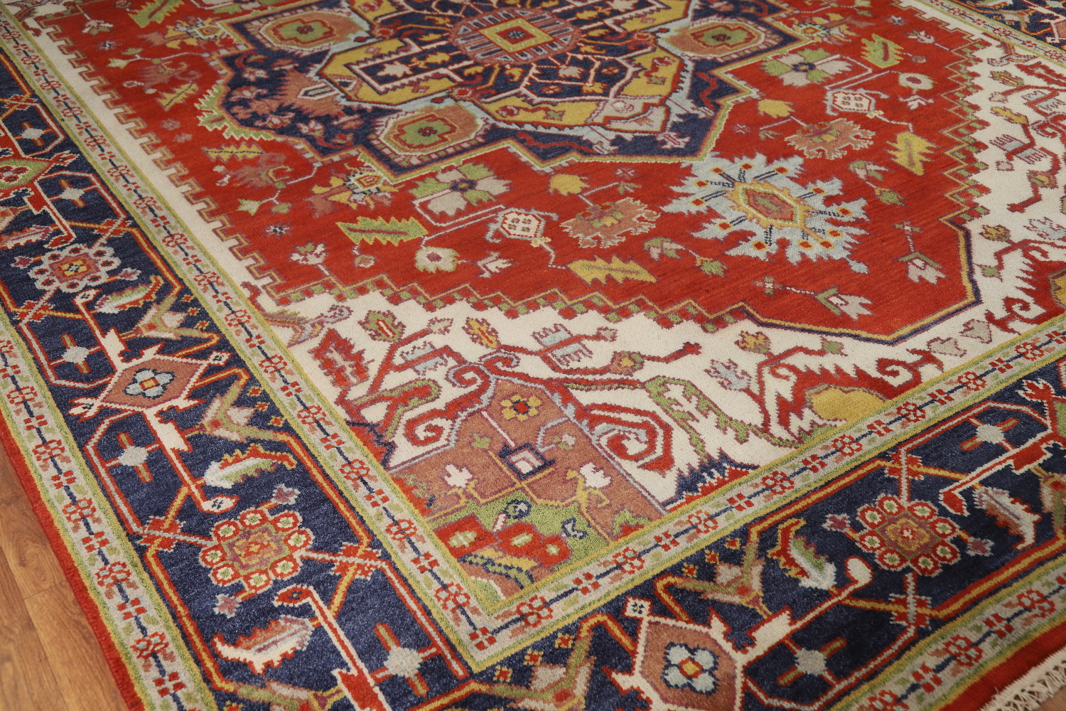 Wool Medallion Heriz Serapi Indian Area Rug 9x12