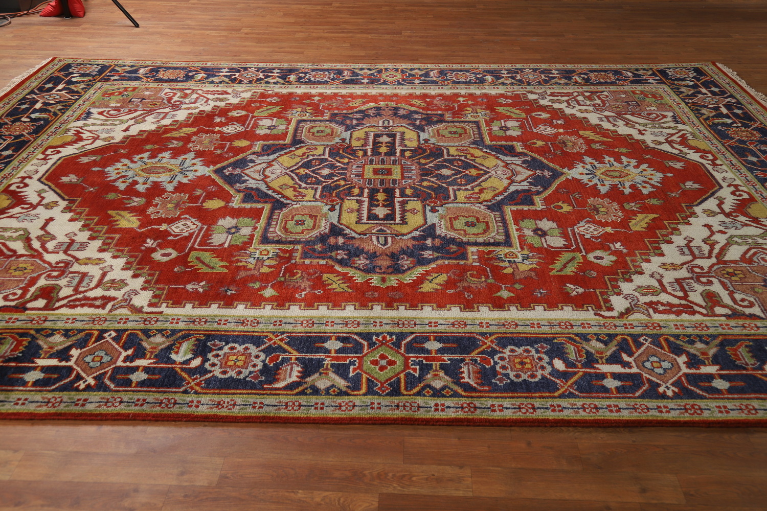 Wool Medallion Heriz Serapi Indian Area Rug 9x12